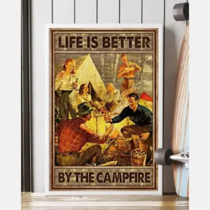 Camping Poster Life Is Better By The Campfire Vintage Room Home Decor Wall Art Gifts Idea