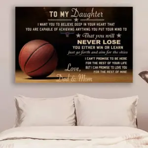 Canvas And Poster Basketball Dad And Mom To Daughter Never Lose Wall Decor