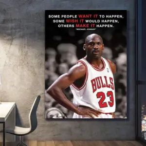 Canvas Michael Jordan Inspirational Wall Decor Office Poster Iconic Basketball Poster Art Jordan Wall Print Acrylic Decor Motivational Art