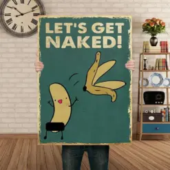 Canvas Prints Banana Let’S Get Naked Gifts Vintage Home Wall Decor Canvas