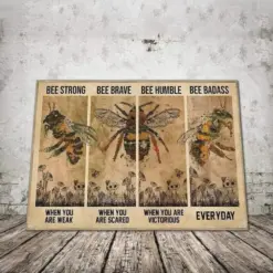 Canvas Prints Bee Be Strong When You Are Weak, Be Brave When You Are Scared Birthday Gift Vintage Home Wall Decor Canvas