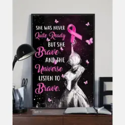 Canvas Prints Breast Cancer - She Was Brave Wall Art Gifts Vintage Home Wall Decor Canvas