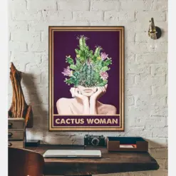 Canvas Prints Cactus Woman Gift Vintage Home Wall Decor Canvas