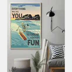 Canvas Prints Choose Something Fun Surfing Skeleton Birthday Gift Vintage Home Wall Decor Canvas