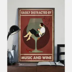 Canvas Prints Drinking Wine And Music Birthday Gift Vintage Home Wall Decor Canvas