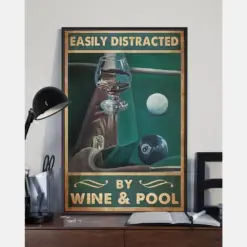 Canvas Prints Easily Distracted By Wine And Pool Birthday Gift Vintage Home Wall Decor Canvas