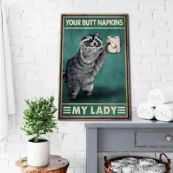 Canvas Prints Funny Raccoon Your Butt Napkins My Lady Gifts Vintage Home Wall Decor Canvas