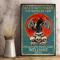 Canvas Prints Gift For Cat Lover Salem Sanctuary For Wayward Cats Birthday Gifts Vintage Home Wall Decor Canvas