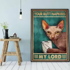 Canvas Prints Gift For Cat Lovers Our Butt Napkins My Lord Gift Vintage Home Wall Decor Canvas