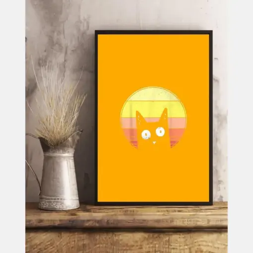 Canvas Prints Gift For Cat Lovers Retro Cat Vintage Retro Sunset Cat Birthday Gift Vintage Home Wall Decor Canvas
