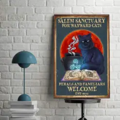 Canvas Prints Gift For Cat Lovers Salem Sanctuary For Wayward Cats Ferals Halloween Gift Vintage Home Wall Decor Canvas