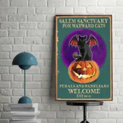 Canvas Prints Gift For Cat Lovers Salem Sanctuary For Wayward Cats It Halloween Presents Vintage Home Wall Decor Canvas