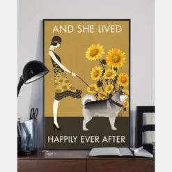 Canvas Prints Gift For Dog Lovers Sunflower Vintage Lived Happily Alaskan Malamute Birthday Gift Vintage Home Wall Decor Canvas