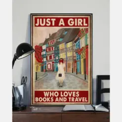 Canvas Prints Girl Loves Books And Travel Birthday Gift Vintage Home Wall Decor Canvas