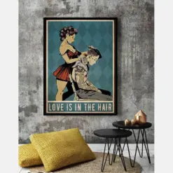 Canvas Prints Hairdresser Love Is In The Hair Gifts Vintage Home Wall Decor Canvas