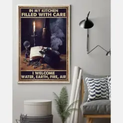 Canvas Prints In My Kitchen Filled With Care I Welcome Water, Earth, Fire, Air Birthday Gift Vintage Home Wall Decor Canvas