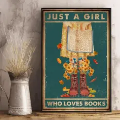 Canvas Prints Just A Girl Who Loves Book Gifts Vintage Home Wall Decor Canvas