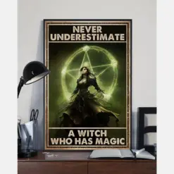 Canvas Prints Never Underestimate A Witch Who Has Magic Birthday Gift Vintage Home Wall Decor Canvas