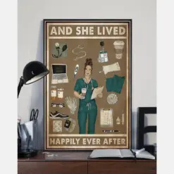 Canvas Prints Nurse She Lived Happily Ever After Birthday Gift Vintage Home Wall Decor Canvas