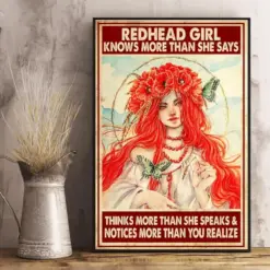 Canvas Prints Redhead Girl Knows More Than She Say Gifts Vintage Home Wall Decor Canvas