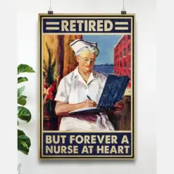 Canvas Prints Retired Nurse - Forever A Nurse At Heart Birthday Gift Vintage Home Wall Decor Canvas