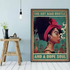 Canvas Prints She Got Mad Hustle And A Dope Soul Gift Vintage Home Wall Decor Canvas