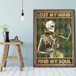 Canvas Prints Skeleton Lose Your Mind Find Your Soul Gift Vintage Home Wall Decor Canvas