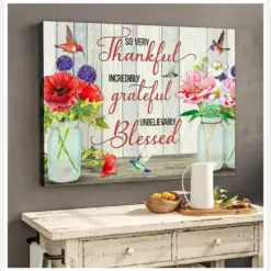 Canvas Prints So Very Thankful Incredibly Grateful Unbelievably Blessed Gift Vintage Home Wall Decor Canvas