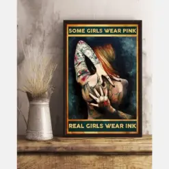 Canvas Prints Some Girls Wear Pink Real Girls Wear Ink Birthday Gift Vintage Home Wall Decor Canvas