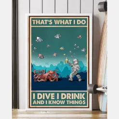 Canvas Prints That'S What I Do I Dive I Drink And I Know Things Birthday Gift Vintage Home Wall Decor Canvas