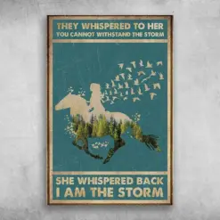 Canvas Prints They Whispered To Her You Cannot Withstand The Storm Birthday Gift Vintage Home Wall Decor Canvas