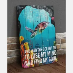 Canvas Prints Turtle - And Into The Ocean I Go Gallery Birthday Gift Vintage Home Wall Decor Canvas