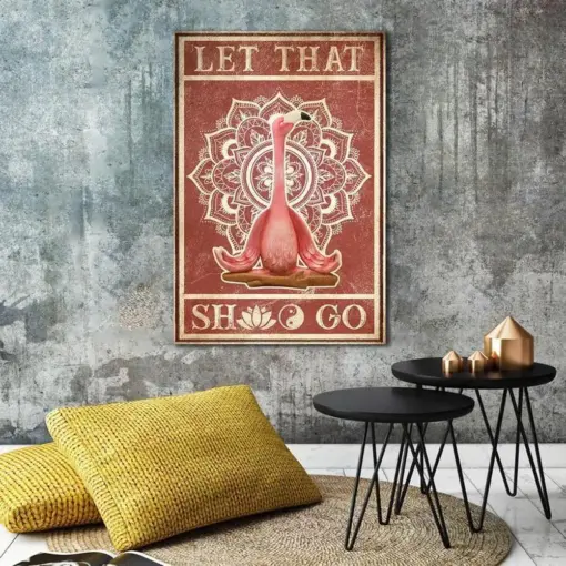 Canvas Prints Yoga Goddess Pose Abstract Flamingo Gift Vintage Home Wall Decor Canvas