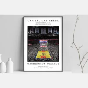 Capital One Arena Stadium Canvas Poster | Version Center Field Print | Canvas Framed Poster | Black White Stadium | Nba Basketball Gift