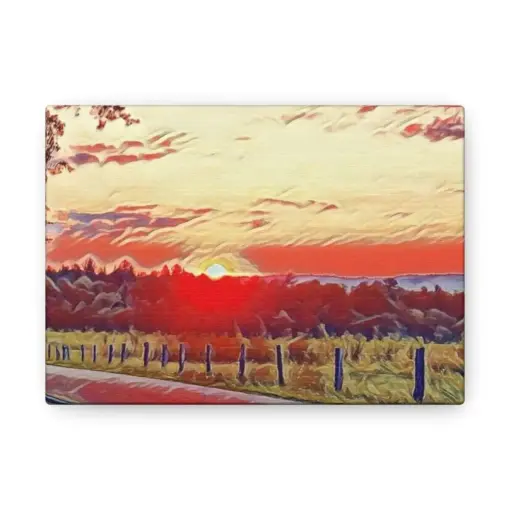 Cares Cove Sunset Gallery Canvas Art - Cabin Wall Art Great Smoky Mountains National Park Watercolor Landscape Artwork