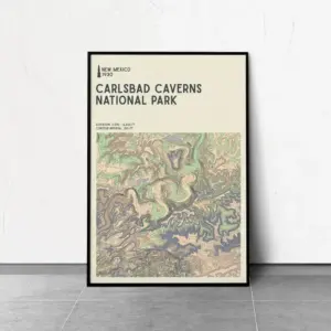 Carload Caverns – National Parks Series – Topographic Contour Map – Fine Art Girlie Print – Museum Quality