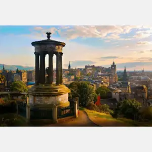 Carton Hill Print Scotland Photograph Edinburgh Wall Art View At Sunset Canvas Decor Metallic Print