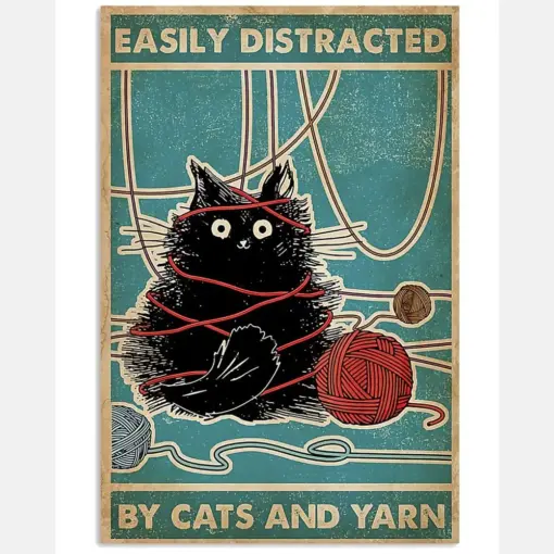 Cat And Yarn Poster