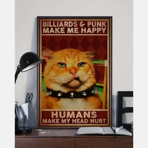 Cat Billiards Poster Vintage Room Home Decor Wall Art Gifts Ideabilliards And Punk Make Me Happy