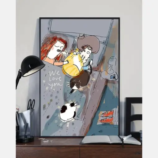 Cat Loves Poster We Love You Vintage Room Home Decor Wall Art Gifts Idea
