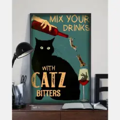 Cat Mix Your Drinks Funny Poster Cats Loves Vintage Room Home Decor Wall Art Gifts Idea