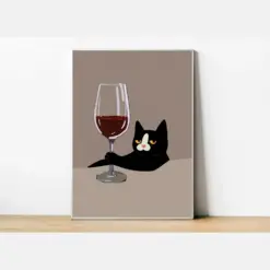 Cat Poster Funny Cat Print Funny Cat Poster Cute Kitten Wall Art Cat Lover Gift Wine Print Wall Decor Drinkable Art