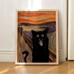 Cat Poster The Scream Cat Print Original Painting Cat Portrait Unique Gift