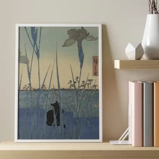 Cat Print Irises Cat Print Cat Poster Cat Art Floral Print Funny Cat Print Funny Gift Vintage Cat Poster