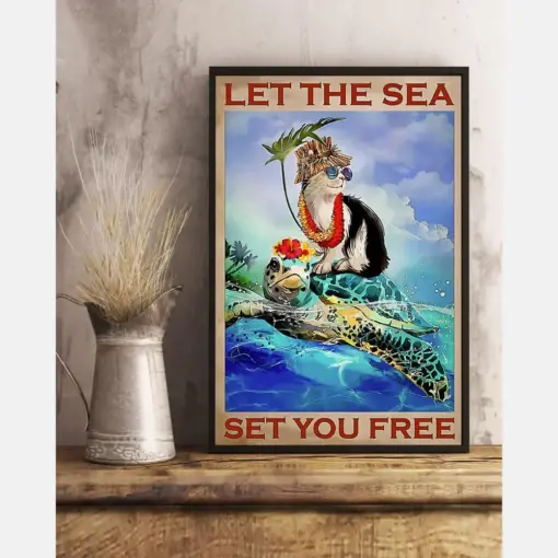 Cat Turtle Loves Canvas Prints Let The Sea Set Your Free Vintage Wall Art Gifts Vintage Home Wall Decor Canvas