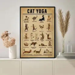 Cat Yoga Poster Artwork Wall Art Poster Canvas Prints For Home Office Living Room Decorations Poster