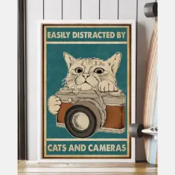 Cats And Cameras Canvas Prints Easily Distracted Vintage Wall Art Gifts Vintage Home Wall Decor Canvas