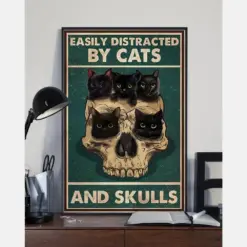 Cats And Skulls Canvas Prints Easily Distracted Vintage Wall Art Gifts Vintage Home Wall Decor Canvas