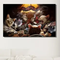 Cats With Playing Cards Wall Room Funny Cats Canvas For Poker Canvas