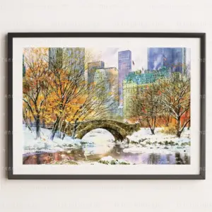 Central Park New York Lake Winter Print From An Original Painting By Roust Your | Paintings | Wall Decor | Art Print | Ny Art | Ny